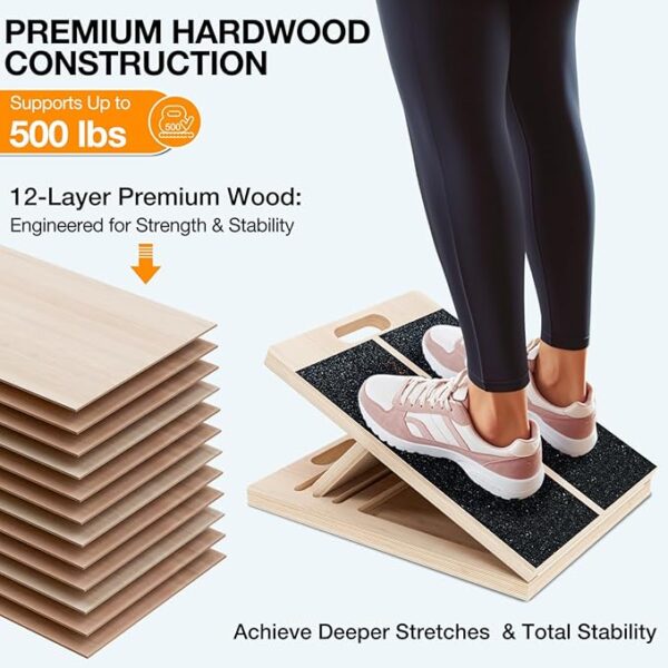 Wooden Incline Slant Board – Stretching & Balance Trainer - Image 2